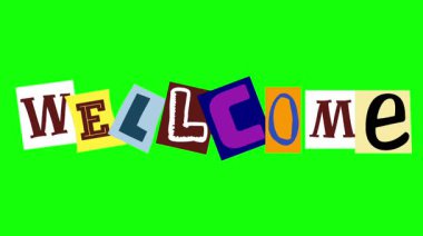 Hoş geldin metin, renkli tasarım ve tipografi. Hoşgeldin konsepti, dur hareketi.