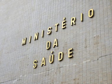 Brasilia 'daki Sağlık Bakanlığı binasının dış görünüşü. Bakan da Saude..