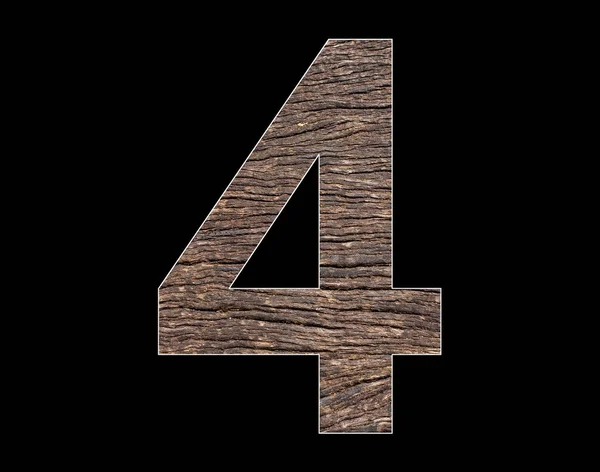 Número Quatro Textura Casca Árvore Rústica — Fotografia de Stock