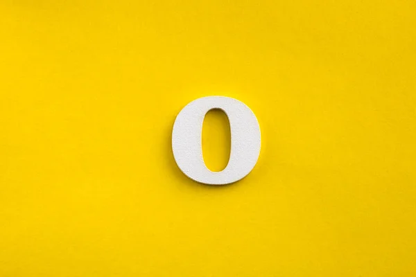Alfabeto Letra White Wood Letter Yellow Colored Background — Fotografia de Stock