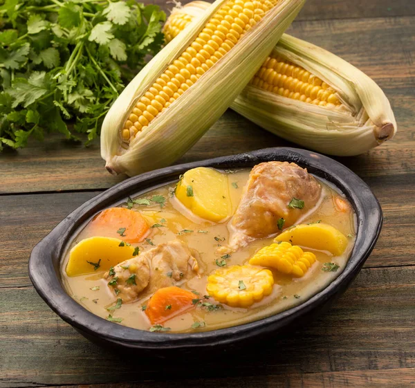 Kolumbijské Kuřecí Sancocho Tradiční Potraviny — Stock fotografie