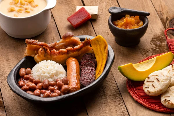 Bandeja Paisa Main Traditional Colombian Dish — Stock Photo, Image