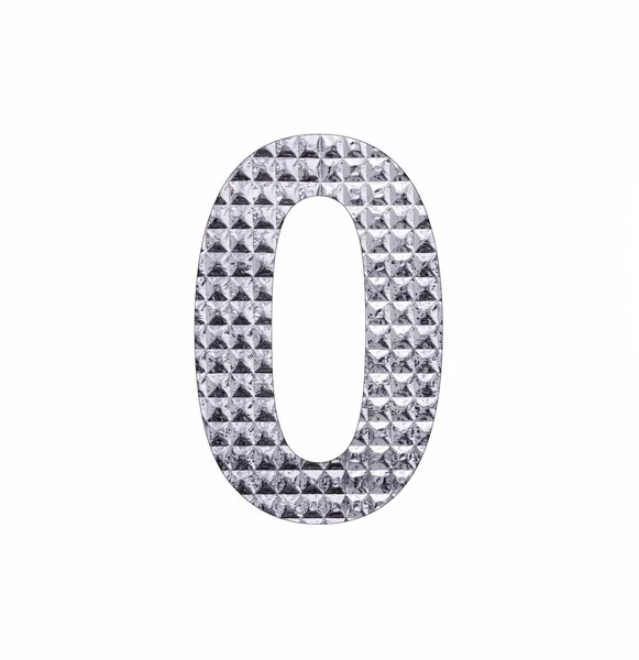 Número Zero Papel Brilhante Prata Texturizado — Fotografia de Stock