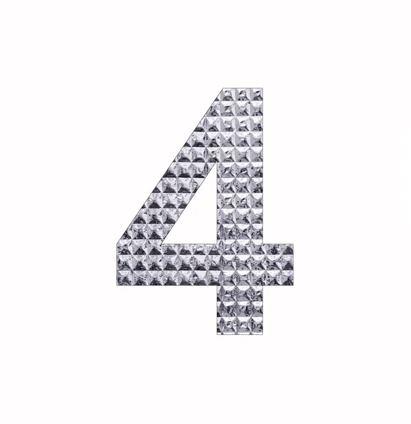 Number Four Textured Silver Shiny Paper — Stock Photo, Image