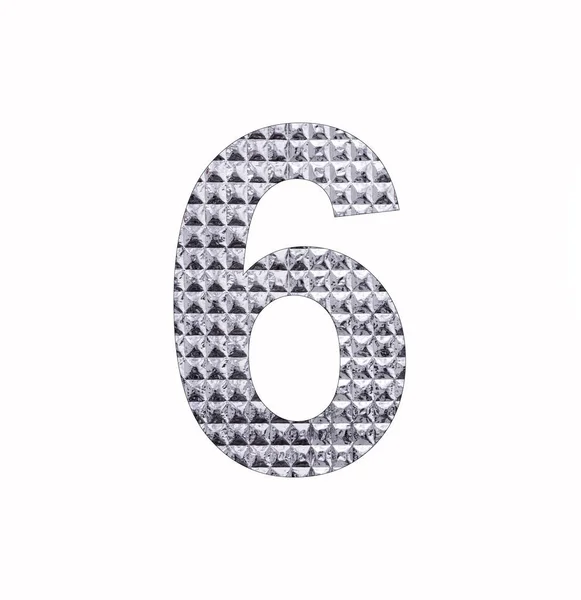 Number Six Textured Silver Shiny Paper — Stock Photo, Image