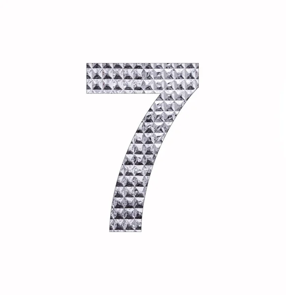 Numer Siedem Teksturowanym Srebrnym Błyszczącym Papierze — Zdjęcie stockowe