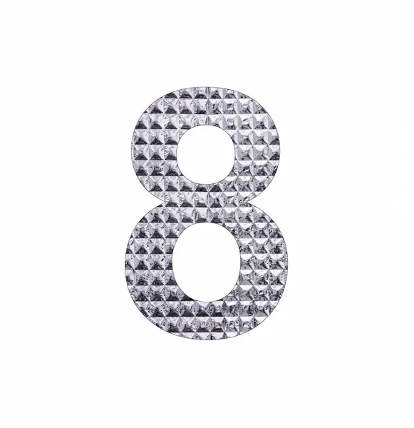 Numer Osiem Teksturowanym Srebrnym Błyszczącym Papierze — Zdjęcie stockowe