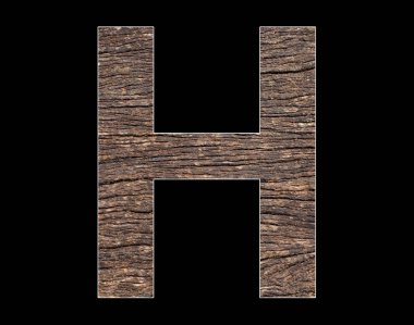 Alfabenin büyük harfi H - Rustik ağaç korteks dokusu