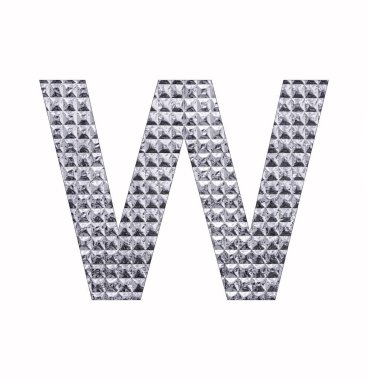 Alfabe Harfi W Büyük Harf - Parlak Gümüş Folyo