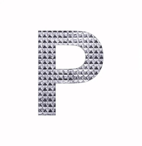 字母字母P大写字母大写字母 Shiny Silver Foil — 图库照片