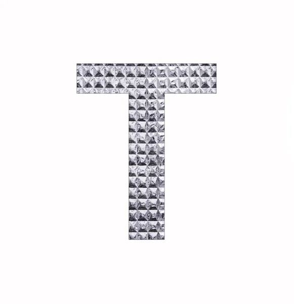 字母字母T大写字母 Shiny Silver Foil — 图库照片