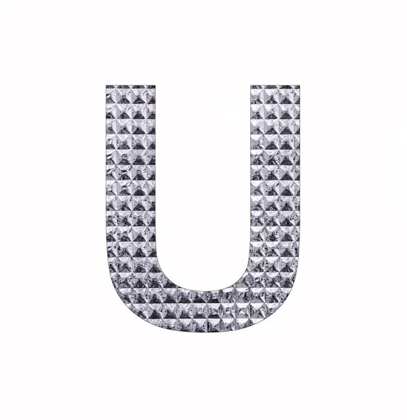 Письмо Алфавита Uppercase Текстурированная Блестящая Серебряная Фольга — стоковое фото