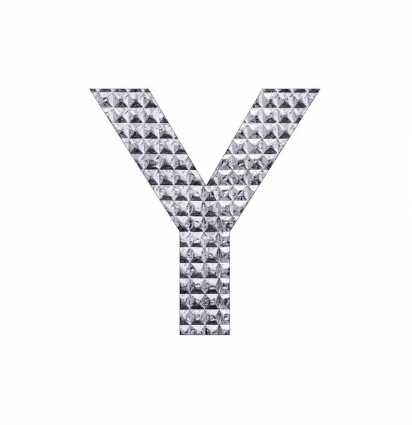 Alphabet Letter Uppercase Υφή Γυαλιστερό Ασημένιο Φύλλο — Φωτογραφία Αρχείου