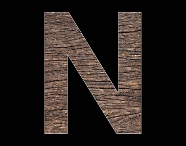 Alfabedeki büyük harf N - Rustik ağaç korteks dokusu