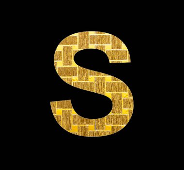 Alfabe harfi S - desenli parlak altın folyo