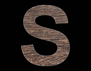 Uppercase letter S of the alphabet - Rustic tree cortex texture