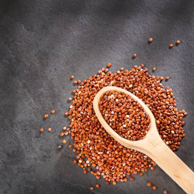 Chenopodium quinoa - Red seeds of organic quinoa. Healthy food