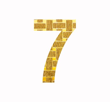 Number seven in gold shiny textured paper