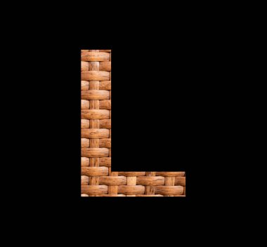 Alphabet letter L - Symmetrically intertwined natural rattan background