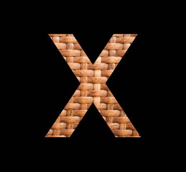Uppercase letter X - Symmetrically intertwined natural rattan background