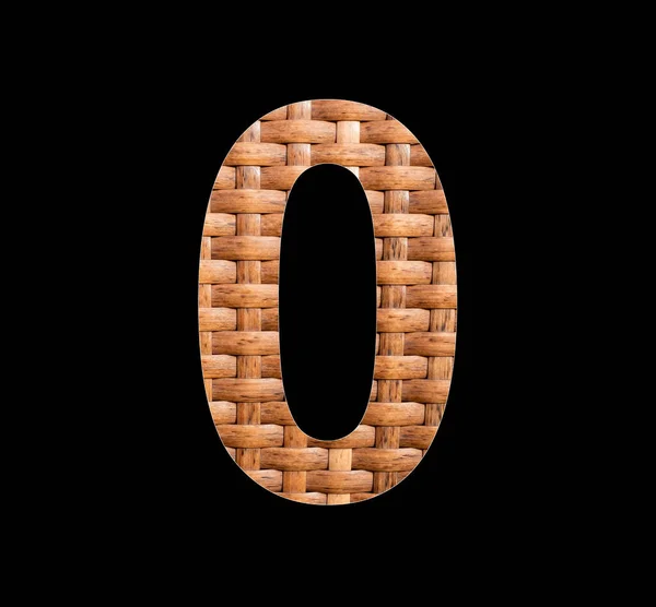 Number 0 (zero) - Symmetrically intertwined natural rattan background