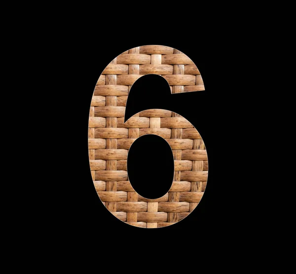 Number 6 (six) - Symmetrically intertwined natural rattan background