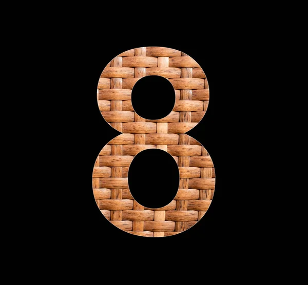 Number 8 (eight) - Symmetrically intertwined natural rattan background
