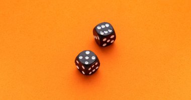 Pair of dice for board game - Orange eva rubber background
