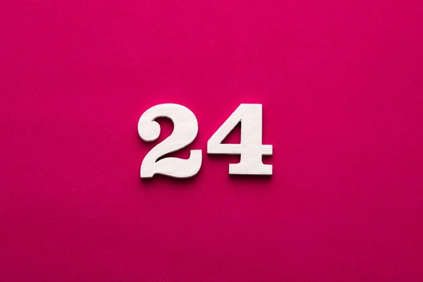 Number White Wooden Number Rhodamine Red Background —  Fotos de Stock