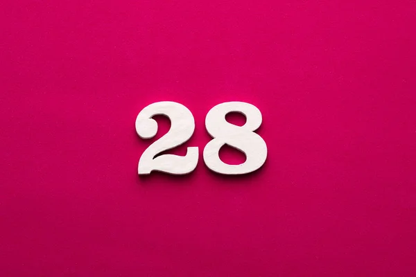 Number White Wooden Number Rhodamine Red Background — Photo