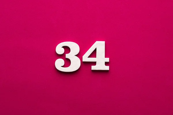 Number White Wooden Number Rhodamine Red Background — 图库照片