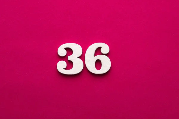 Number White Wooden Number Rhodamine Red Background — 图库照片