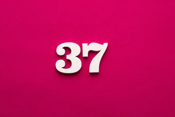 Number White Number Wood Rhodamine Red Background — Photo