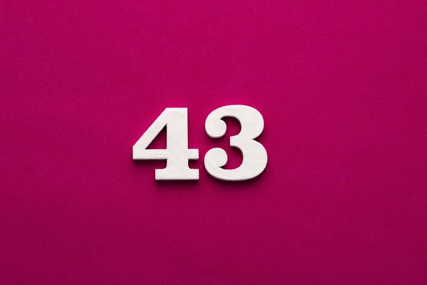 Number White Number Wood Rhodamine Red Background —  Fotos de Stock