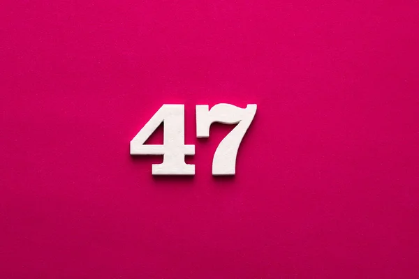 Number White Number Wood Rhodamine Red Background — Foto de Stock