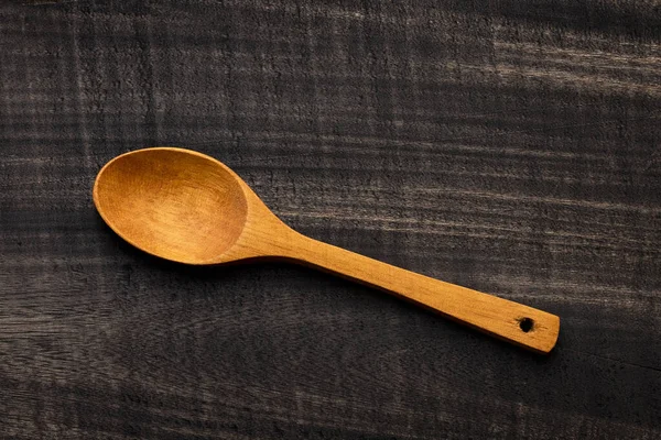 Wooden Spoon Dark Rustic Table Kitchen Accessory — Stock Photo, Image