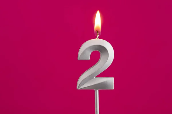 Kerze Nummer Geburtstag Auf Rhodaminrotem Hintergrund — Stockfoto