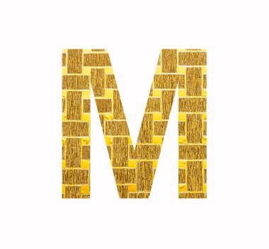 Alfabe harfi M büyük harf - Altın rengi folyo desenli
