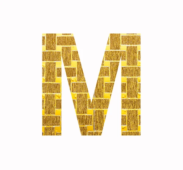 字母字母M大写字母 金光闪闪的金箔纹理 — 图库照片