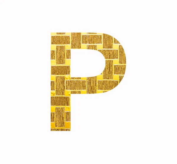 字母P大写字母 金光闪闪的金箔纹理 — 图库照片