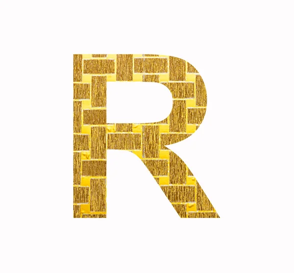 アルファベット文字R大文字 ゴールドグリッター箔テクスチャ — ストック写真
