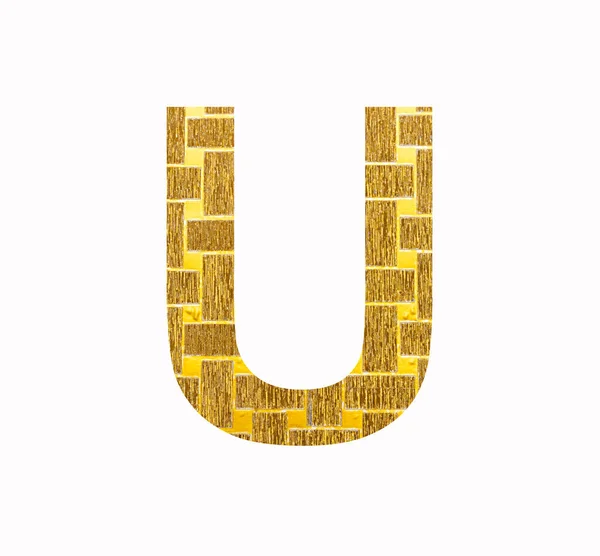 Lettre Alphabet Majuscule Feuille Dorée Pailletée Texturée — Photo
