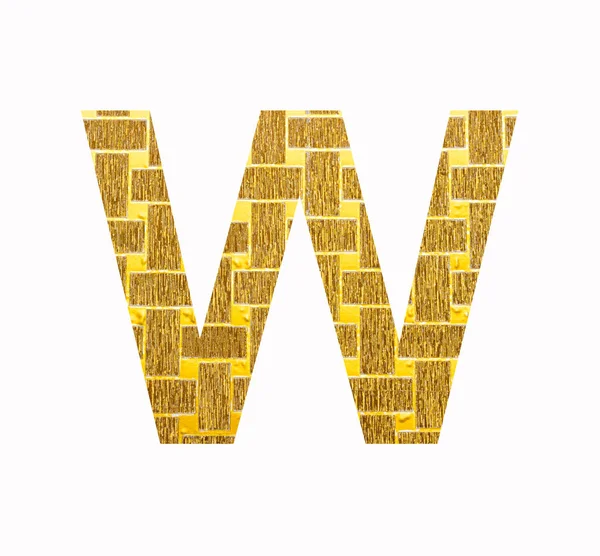 アルファベット文字W大文字 ゴールドグリッター箔テクスチャ — ストック写真