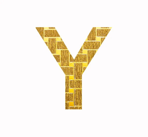 Litera Alfabetu Duże Litery Złoty Brokat Teksturowana Folia — Zdjęcie stockowe