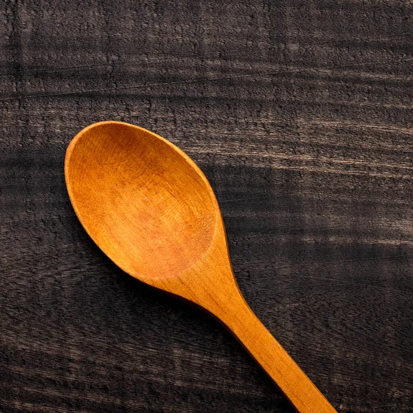 Wooden Spoon Dark Rustic Table Kitchen Accessory — 스톡 사진