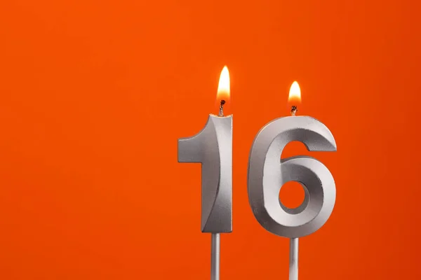 Candela Numero Compleanno Sfondo Arancione — Foto Stock