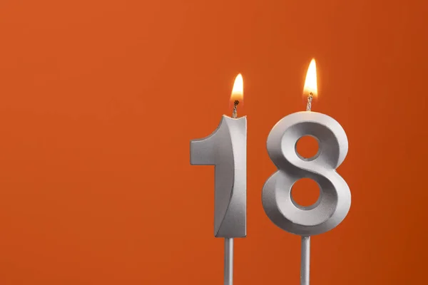 Vela Número Cumpleaños Fondo Naranja — Foto de Stock