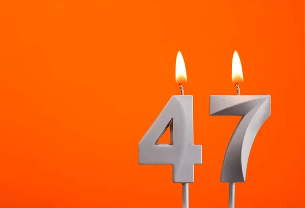 Number Silver Anniversary Candle Orange Background — Stock Photo, Image