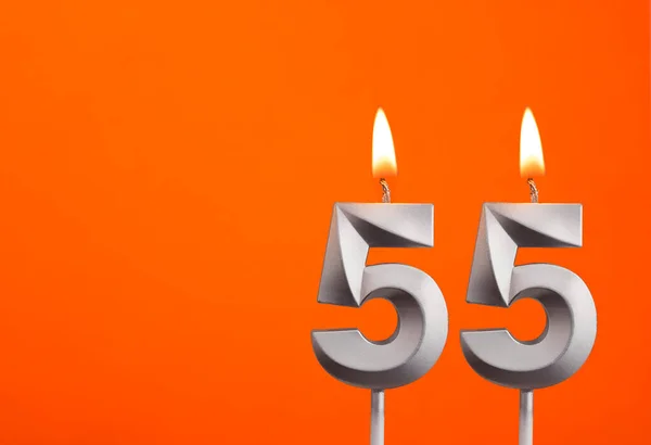 Number Silver Anniversary Candle Orange Background — Stock Photo, Image
