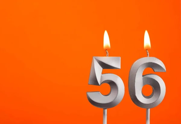 Lumânarea Numărul Ziua Naștere Fundal Portocaliu — Fotografie, imagine de stoc